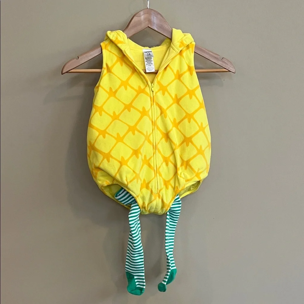 Carter's Yellow Pineapple Hooded Costume with Footed Stripe Tights 18 Months